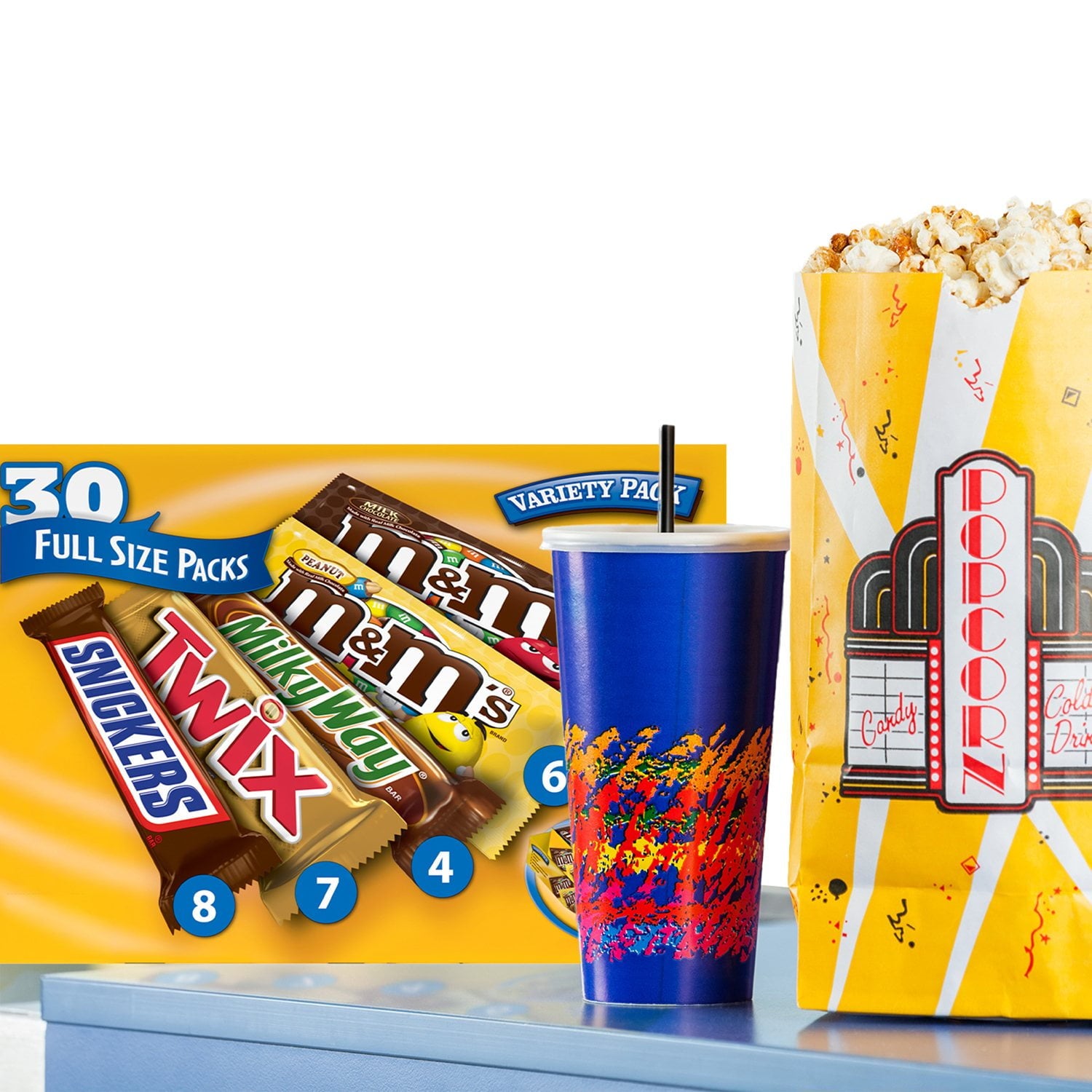 マース チョコレート キャンディー バー、バラエティ パック、フルサイズ、30 個入り。