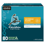 カリブーコーヒー ライトロースト K-カップ、デイブレイク モーニングブレンド、80 個入り。
