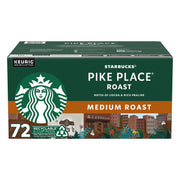 スターバックス ミディアムロースト K-Cup コーヒーポッド、パイクプレイス、72 個入り。