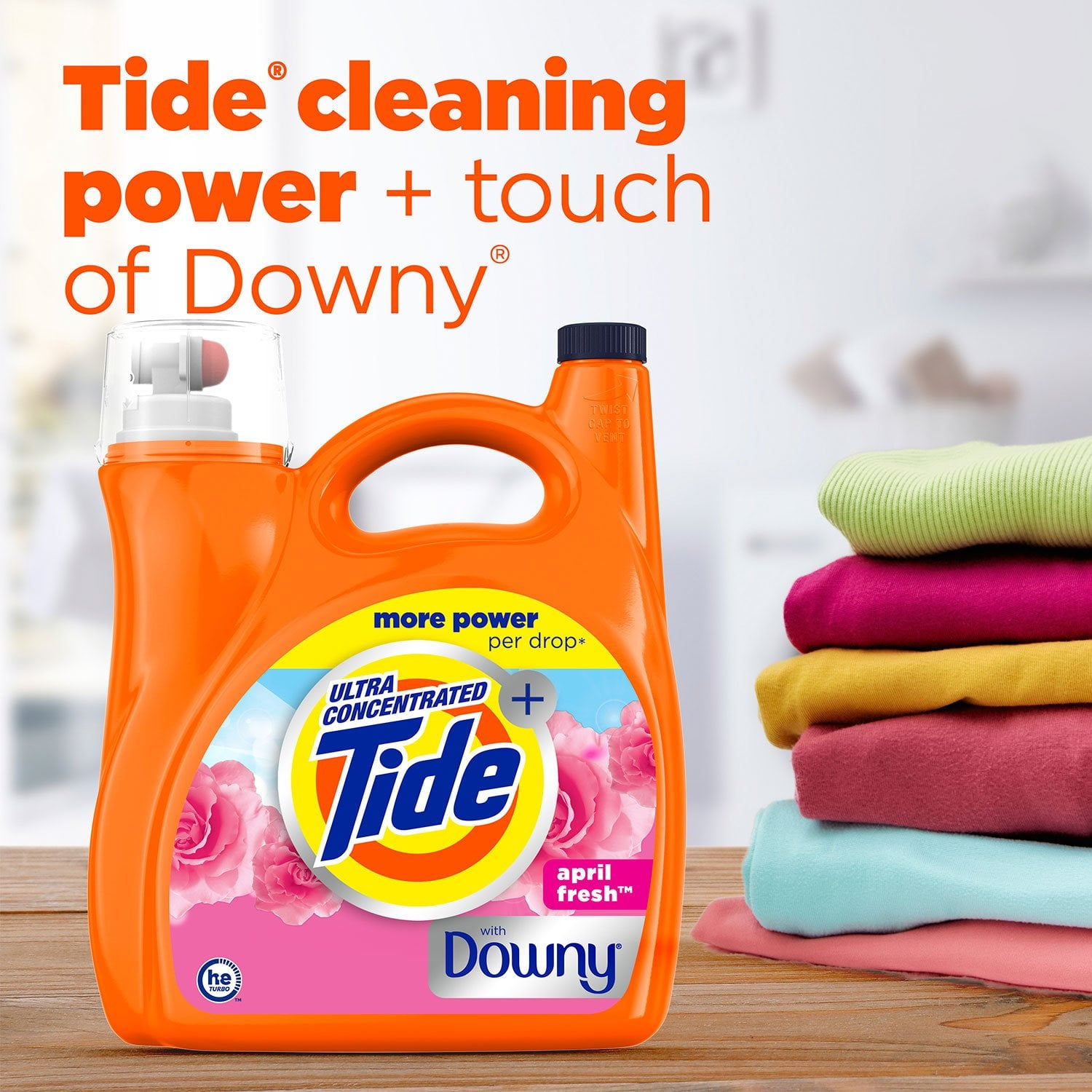 Tide + Downy 液体洗濯洗剤、April Fresh、111 回分、141 液量オンス。