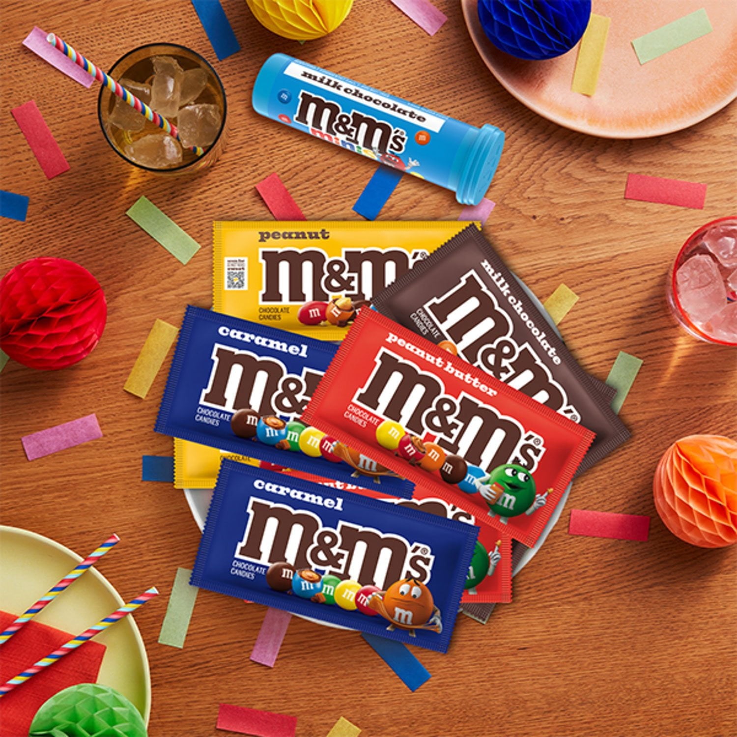 M&amp;M'S バラエティパック チョコレートキャンディ、フルサイズ、30 個入り。
