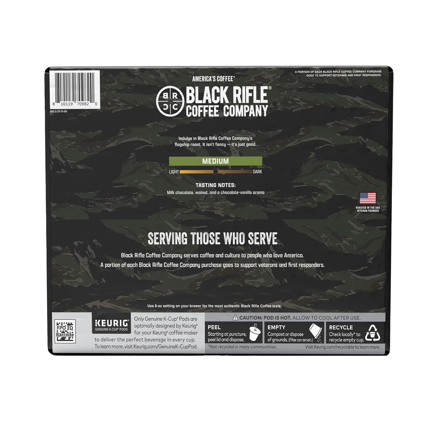 Black Rifle Coffee Company Just Black、ミディアムロースト K-Cup コーヒーポッド、75 個入り。