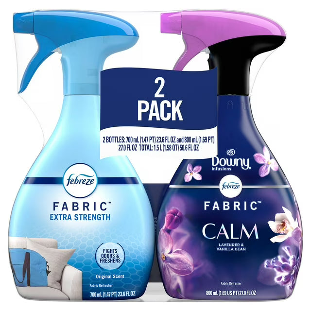 페브리즈 엑스트라 스트렝스 & 다우니 패브릭 스프레이 오리지널 센트 & 캄 50.6 fl. oz, 1 SET  – 섬유 깊숙한 냄새까지 제거하고 부드럽고 편안한 향으로 상쾌함 유지