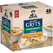 퀘이커 인스턴트 그리츠 버라이어티 팩 45.4oz × 46팩 – 부드러운 옥수수 그리츠를 다양한 맛으로 간편하게 즐길 수 있는 즉석 구성
