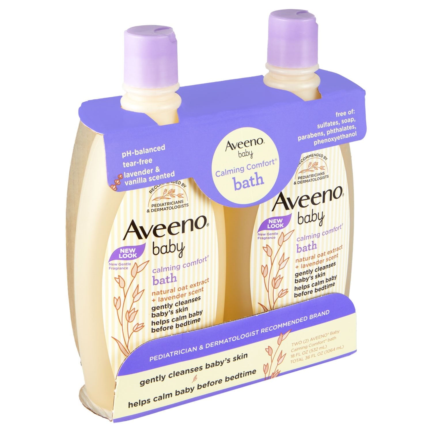 Aveeno ベビー カーミング コンフォート バスウォッシュ 18 液量オンス、2 個パック