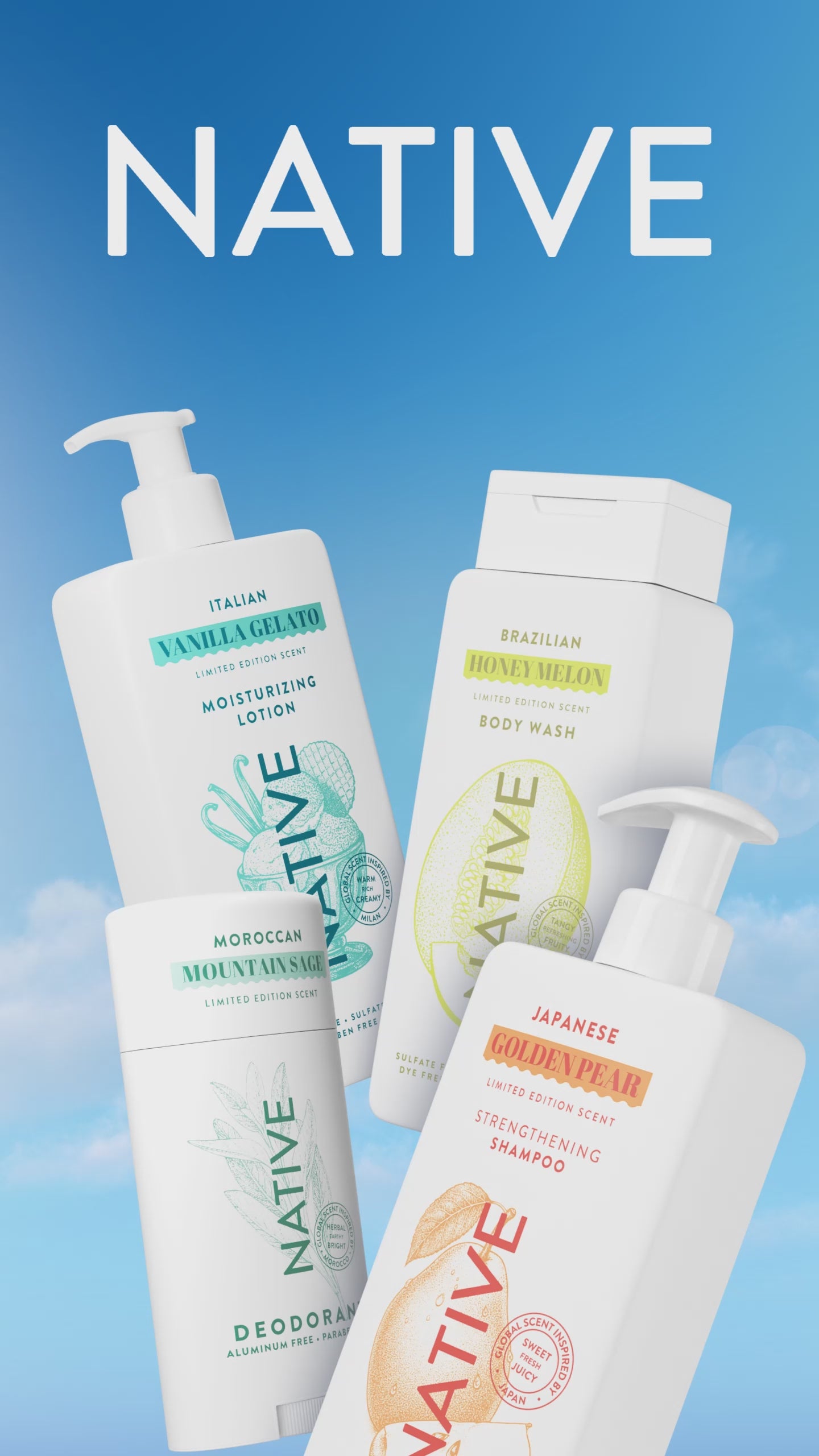 ビデオを読み込む: Native Passport Limited Edition Global Flavors Sulfate-Free Body Wash - Italian Vanilla Gelato - 18 fl oz
