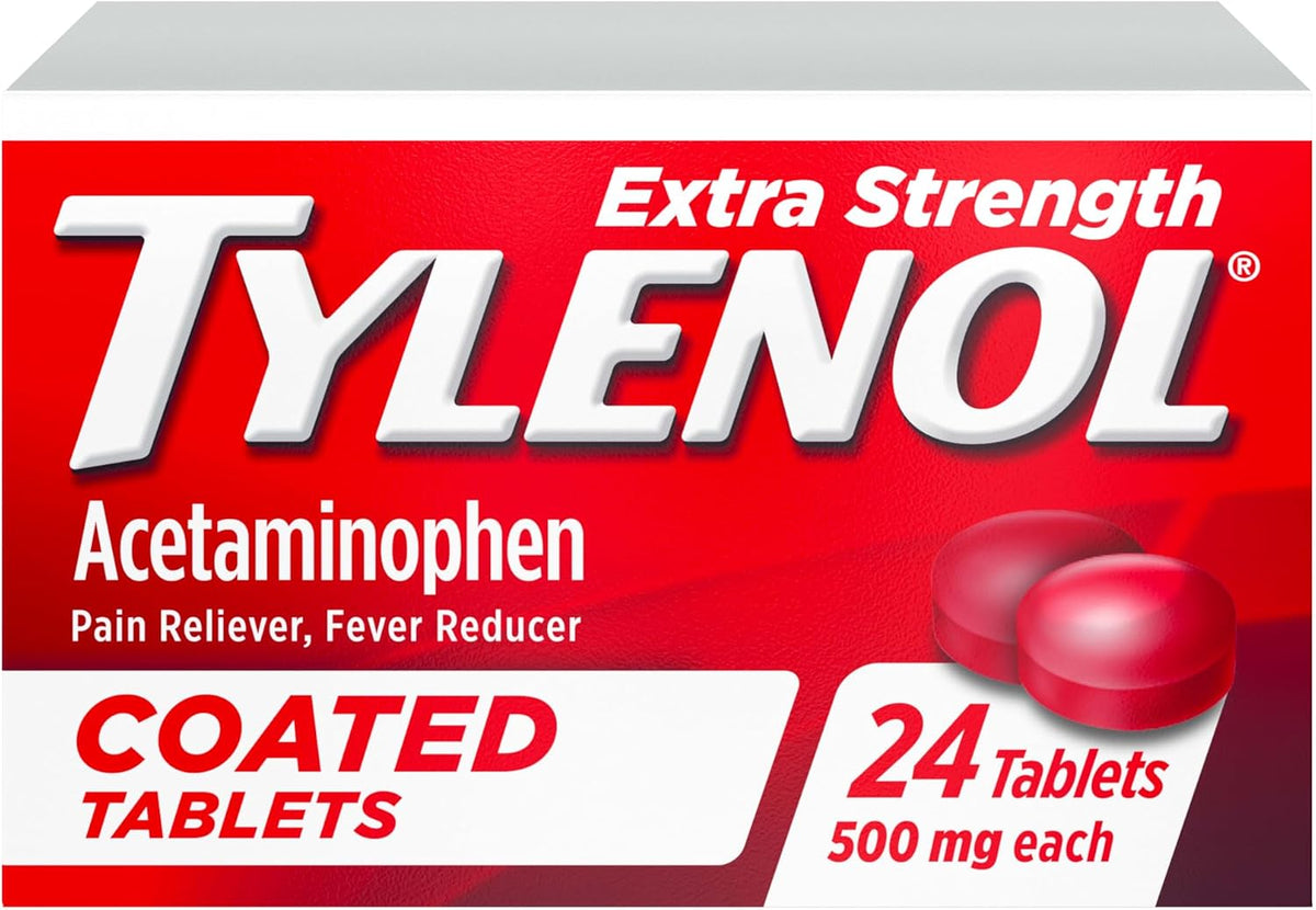 타이레놀 엑스트라 스트렝스 코팅정 500mg 24정 정면 포장