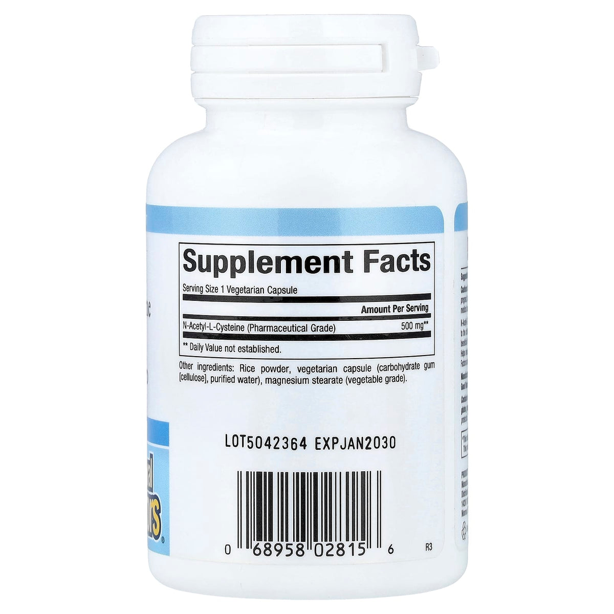 내추럴팩터스 NAC 500mg 베지 캡슐 90정 90캡슐 제품 뒷면 성분 및 라벨 안내