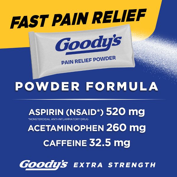 구디스 1포당 아스피린 520mg 아세트아미노펜 260mg 카페인 32.5mg 성분 안내